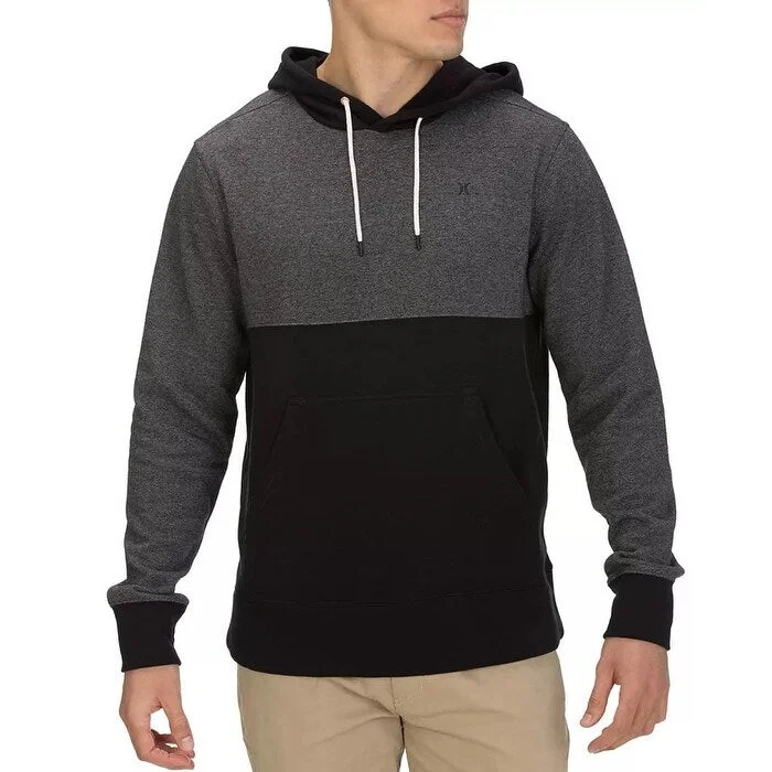 Hurley Men's Crone Textured Colorblock Hoodie Charcoal Size Medium