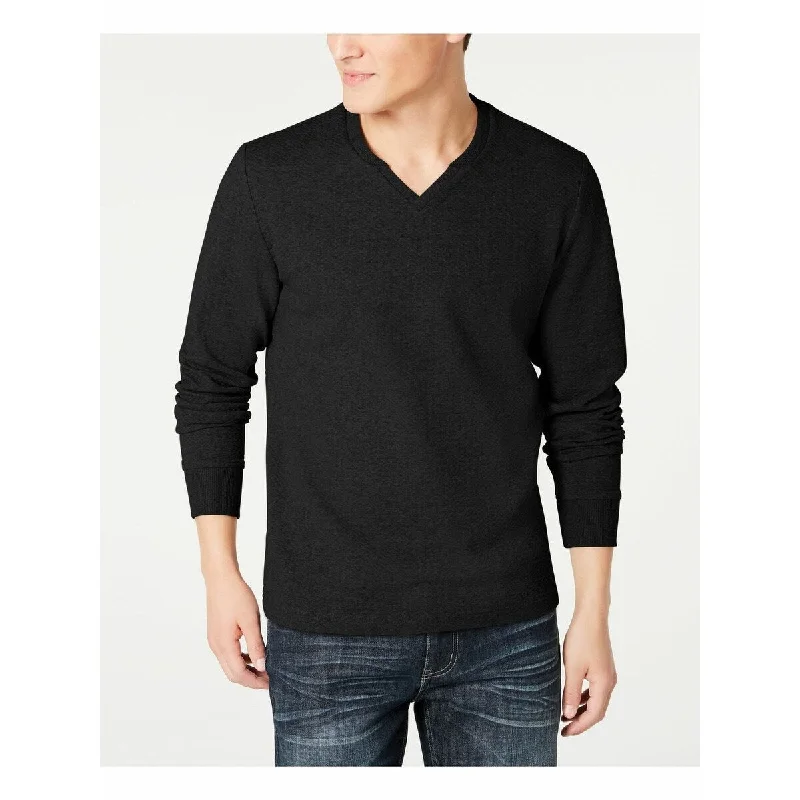 INC International Concepts Men's Textured Split-Neck Sweatshirt Black Size XXX-Large