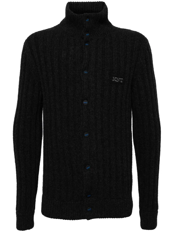 Logo-Embroidered Wool Cardigan