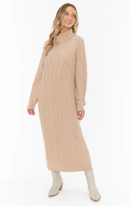 Montreal Midi Dress ~ Taupe Cable Knit