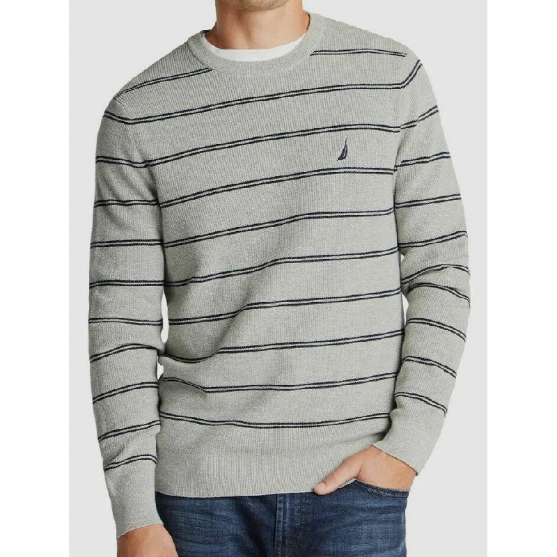 Nautica Men's Navtech Crewneck Striped Sweater Gray Size XX Large - 2XL