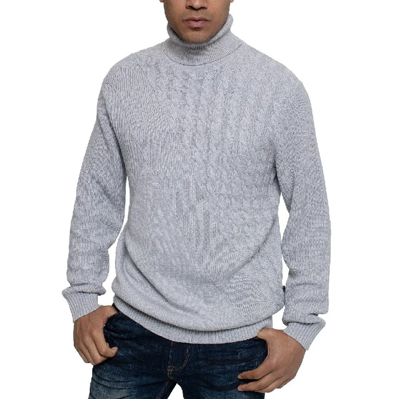 Sean John Men's Tri-Pattern Turtleneck Sweater Gray Size XX-Large