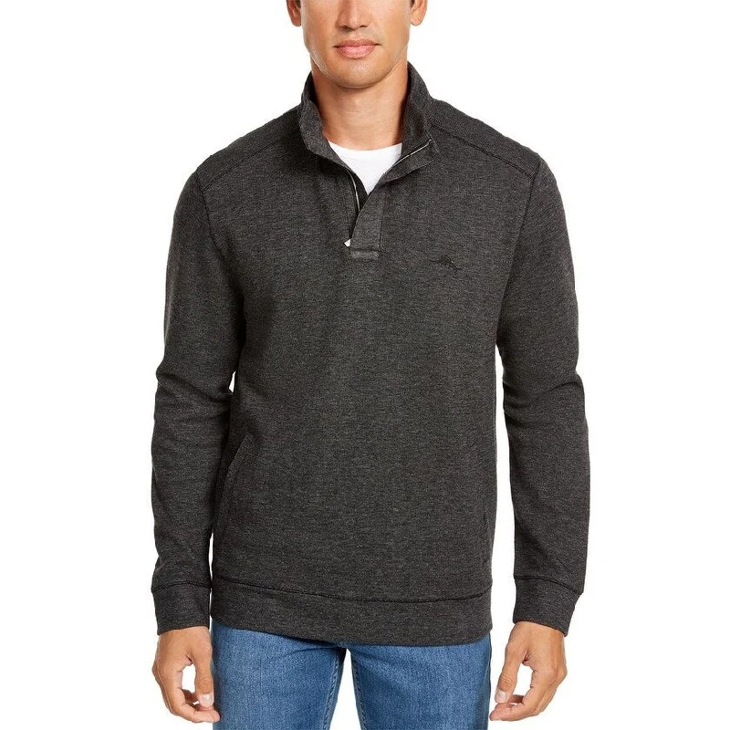 Tommy Bahama Men's Playa Pina Port Quarter Zip Sweatshirt Black Size Small